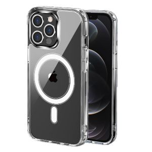 For iPhone 14 PRO MAX 6.7" Thick Transparent [Magnetic Circle] Shockproof Hybrid - Clear