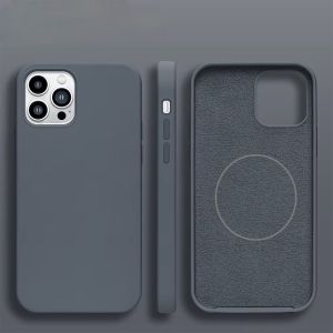 For iPhone 15 Pro Max Silicone With [Magnetic Circle] Case - Blue