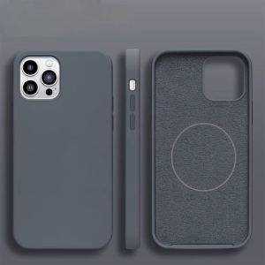 For iPhone 14 Pro Max Silicone With [Magnetic Circle] Case - Blue