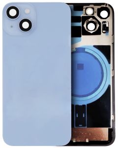 Back Glass With Steel Plate With Magsafe Magnet Pre-Installed Compatible For iPhone 14 Plus (Blue)