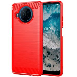 For Nokia X100 Carbon Fiber Design TPU Gel Skin Case Cover - Red