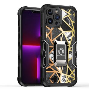 For Apple iPhone 14 PRO MAX 6.7" Stellar Hybrid IMD Design Ring Stand Cover Case - A