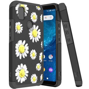 For Cricket Icon 4 Tough Strong Hybrid (Magnet Mount Friendly) Case Cover - Chamomile Flowers