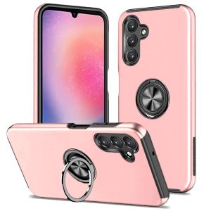 For Samsung Galaxy A25 5G CHIEF Oil Painted Magnetic Ring Stand Hybrid Case Cover - Pink