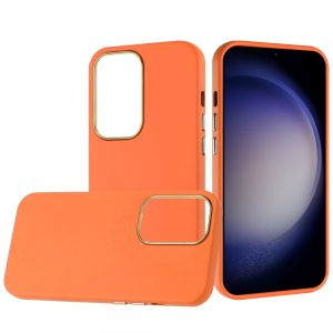 For Samsung Galaxy s24 Classy Slick Chromed Around Hybrid Case Cover - Orange