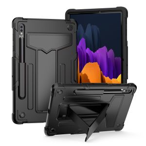 For Samsung Galaxy Tab S9 / S9FE / S10FE Tablet Vertical 3in1 Tough Hybrid Kickstand - Black/Black