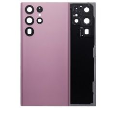 Premium Back Cover Glass With Camera Lens For Samsung S22 Ultra - Burgundy