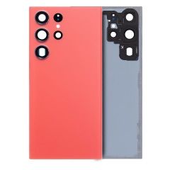 Premium Back Cover Glass With Camera Lens For Samsung S23 Ultra - Red