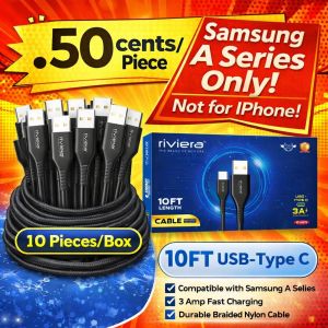 10FT [USB - Type C (PD)] Nylon Braided - Black