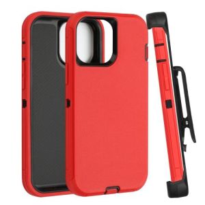 Defender Case For Apple iPhone 16 Pro Max - Red (WITH CLIP)