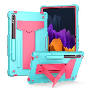 For Samsung Galaxy Tab S9 Plus Tablet Vertical 3in1 Tough Hybrid Kickstand - Teal/Hot Pink
