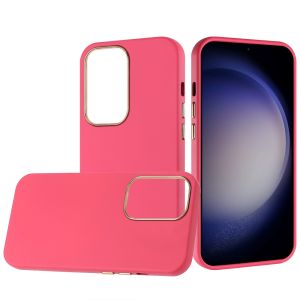 For Samsung Galaxy s24 Classy Slick Chromed Around Hybrid Case Cover - Hot Pink