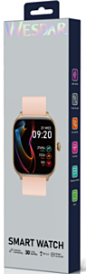 Bluetooth Smart Watch, Heart Rate Monitor, AI Voice, Custom Dial, All Language - Gold+Pink
