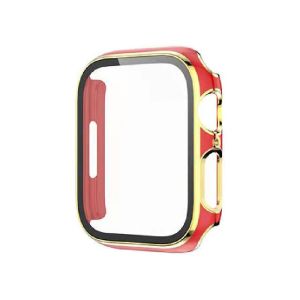 DOUBLE COLORS PC CASE+TEMPERED GLASS 41MM RED+GOLD