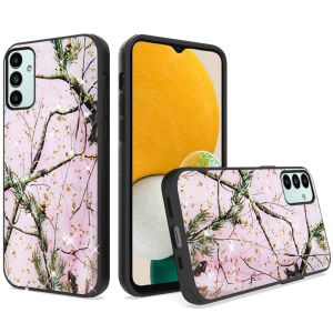 For Samsung Galaxy A13 5G Glitter Printed Design Hybrid Cover Case - Pink Forest