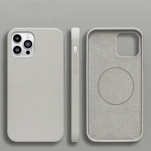 For iPhone 15 Pro Max Silicone With [Magnetic Circle] Case - Gray