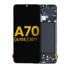 Refurbished OLED Assembly with Frame for Samsung A70 (A705 / 2019) - Black
