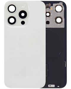 Back Glass With Steel Plate With MagSafe Magnet Pre-Installed Compatible For iPhone 15 Pro Max (White Titanium)