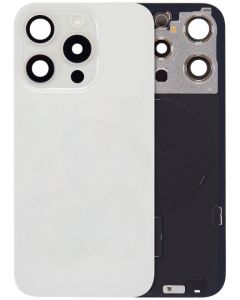 Back Glass With Steel Plate And MagSafe Magnet Pre-Installed Compatible For iPhone 15 Pro Max - White Titanium