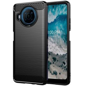 For Nokia X100 Carbon Fiber Design TPU Gel Skin Case Cover - Black