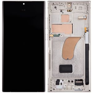 OLED Assembly With Frame For Samsung Galaxy S23 Ultra (US & International) (Aftermarket Plus) (Cream)(Supports Finger Print)