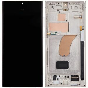 (AM Ultra) OLED Assembly with Frame For Samsung S23 Ultra (120Hz) (1: 1Square Corners) (US & International) - Cream