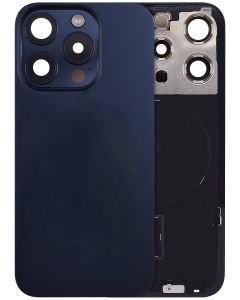 Back Glass With Steel Plate With MagSafe Magnet Pre-Installed Compatible For iPhone 15 Pro Max (Blue Titanium)