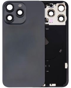 Back Glass With Steel Plate With MagSafe Magnet Pre-Installed Compatible For iPhone 15 Pro Max (Black Titanium)