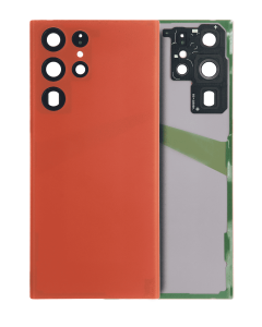 Premium Back Cover Glass With Camera Lens For Samsung S22 Ultra - Red