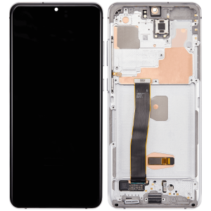 Aftermarket Pro OLED Assembly with Frame for Samsung S20 Ultra (6.79") (With Finger Print Sensor) - Cloud White