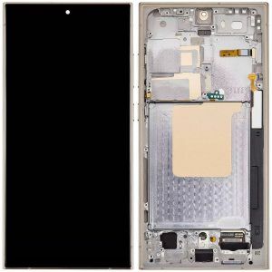 (AM Ultra) OLED Assembly with Frame For Samsung S24 Ultra (120Hz) (1:1 Square Corners) (US & International) - Titanium Yellow