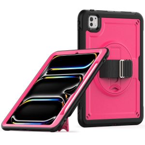 3 In 1 Rotating Wristband Full Body Protective Case For iPad Pro 11- Pink