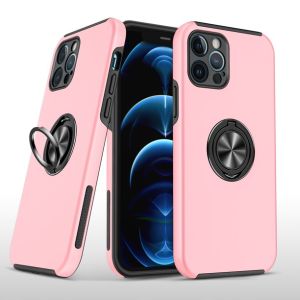 For Apple iPhone 14 PRO MAX 6.7" CHIEF Oil Painted Magnetic Ring Stand Hybrid Case Cover - Pink