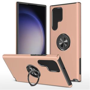For Samsung Galaxy s24 CHIEF Oil Painted Magnetic Ring Stand Hybrid Case Cover - Rose Gold
