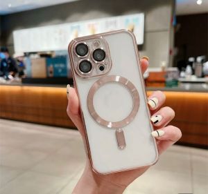 FOR APPLE IPHONE 14 PRO MAGSAFE COMPATIBLE√å√¢√•√äCLEAN TRANSPARENT WITH CAMERA LENS PROTECTOR - ROSE GOLD