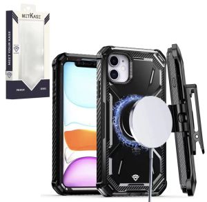 For iP15 Pro Max METKASE Premium Holster with Magnetic Ring Stand in Slide-Out Package - Black
