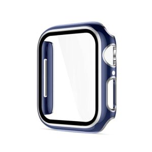 DOUBLE COLORS PC CASE+TEMPERED GLASS 41MM BLUE+SILVER