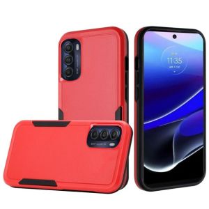 For Moto G Stylus 5g 2022 Tough Strong Dual Layer Flat Hybrid Case Cover - Red