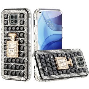 Motorola Moto G Play 2021 Ornament Bling Diamond Shiny Crystal Case Cover - Perfume Bottle on Black