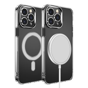 For iP15 Pro Max Thick Transparent (Magnetic Circle) Shockproof Hybrid - Clear