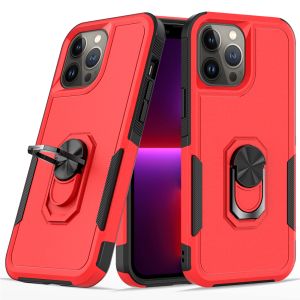 For Apple iPhone 14 PRO 6.1" Perfect Tough Thick Hybrid With Metal Ring Stand Cover Case - Red