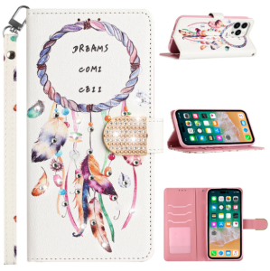 For Moto G Play 2023, G Pure, G Power (2022) Diamond Bling Design Wallet With Lanyard Cover Case - Dreams Come True