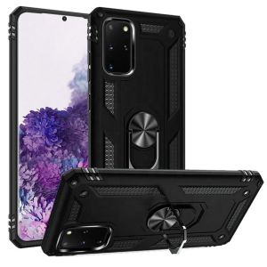 For Samsung Galaxy s20 Plus s20+ s11 6.7inch Ring Magnetic Kickstand Hybrid Case Cover - Black