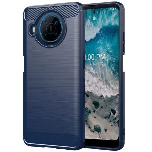 For Nokia X100 Carbon Fiber Design TPU Gel Skin Case Cover - Blue
