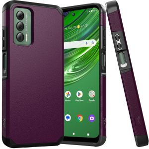 For Cricket Outlast Tough Strong Hybrid (Magnet Mount Friendly) Case Cover - Dark Purple