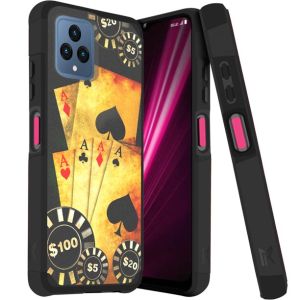 For Celero 5G 2023 6.5" Compatible, Revvl 6 5G Tough Strong MetKase Hybrid (Magnet Mount Friendly) Case Cover - Poker