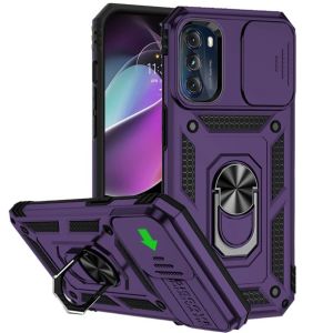 For Apple iPhone 14 PRO MAX 6.7" Well Protective Magentic Ring Stand Camera Protective Cover Case - Purple