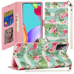 OnePlus Nord N100 Vegan Design Wallet ID Card Case Cover - Flamingo