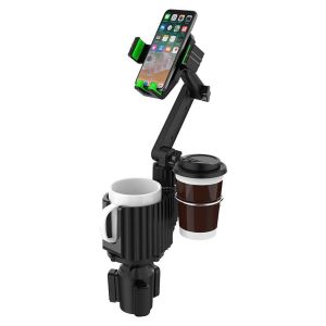 2-in-1 Car Seat Cup Holder Phone Mount,360-Degree Rotation Adjustable Multi-functional Food Storage Expander Rack Car Accessory