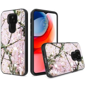 Motorola Moto G Play 2021 Glitter Printed Design Hybrid Cover Case - Pink Forest